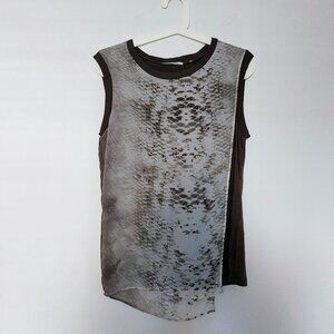 Tahari Snake Print Sheer Overlay Sleeveless Tank Top Blouse Women’s XS